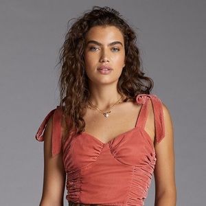 Anthropologie Corset Seamed Velvet Top
